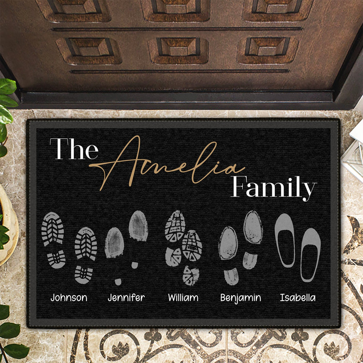 Family FootPrints Doormat - Gift For Family, Gift For Mom - Personalized Doormat