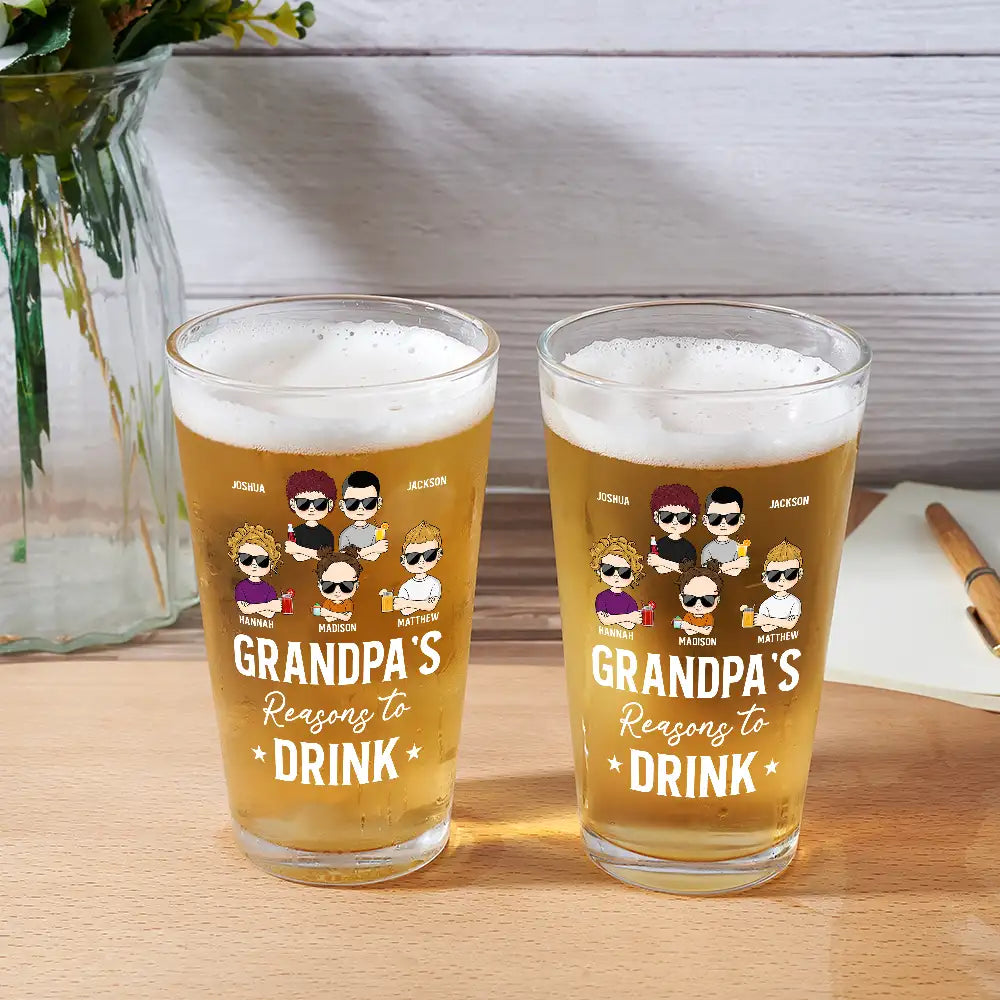 Dad's Reasons To Drink - Personalized Beer Glass