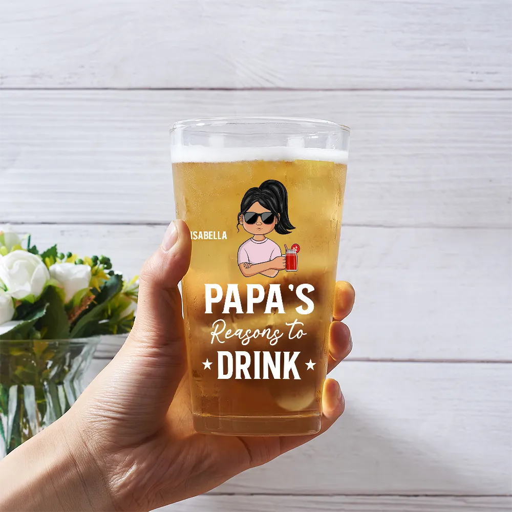 Dad's Reasons To Drink - Personalized Beer Glass