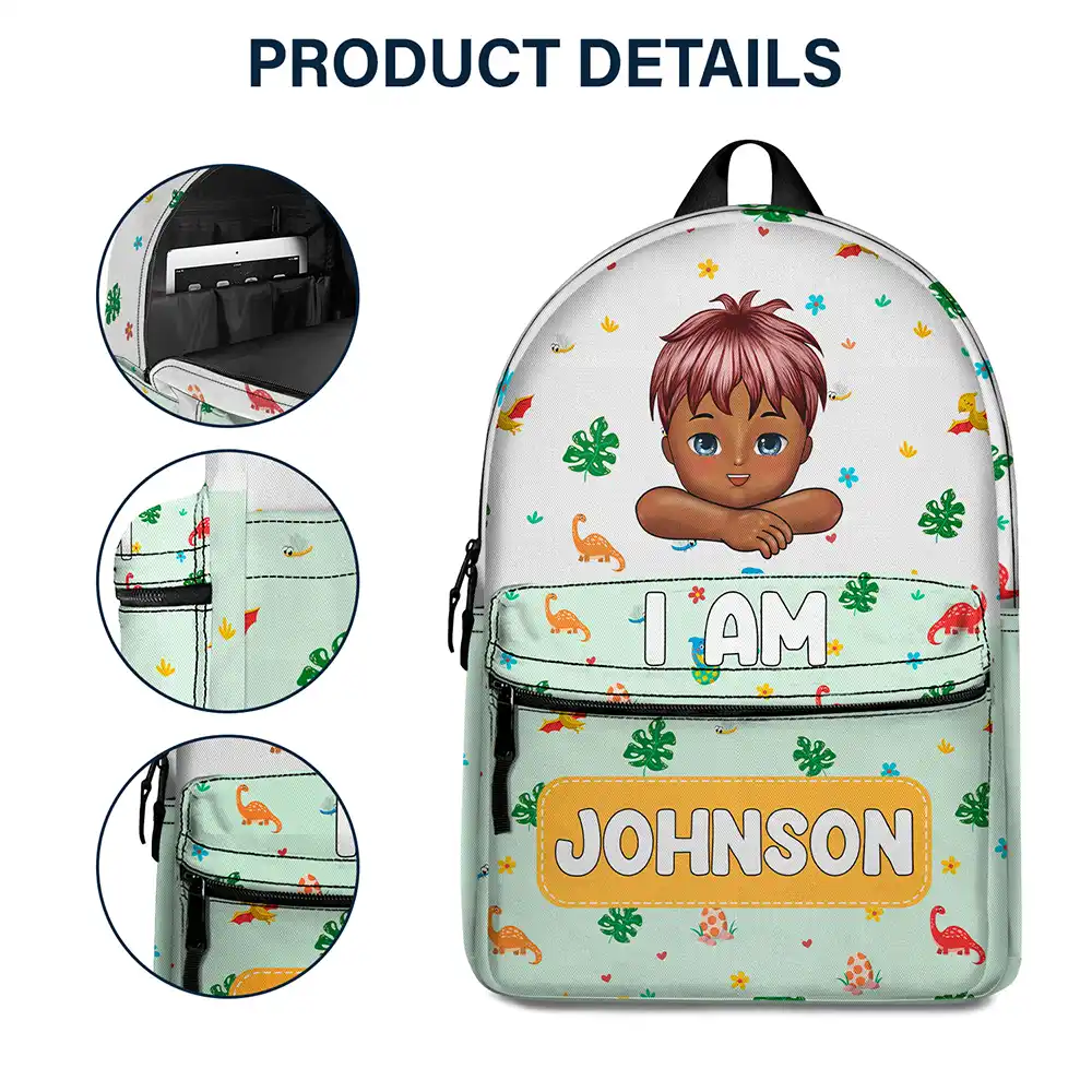 Car Mermaid Unicorn Dinosaur Astronaut Kids - Personalized Canvas Backpack