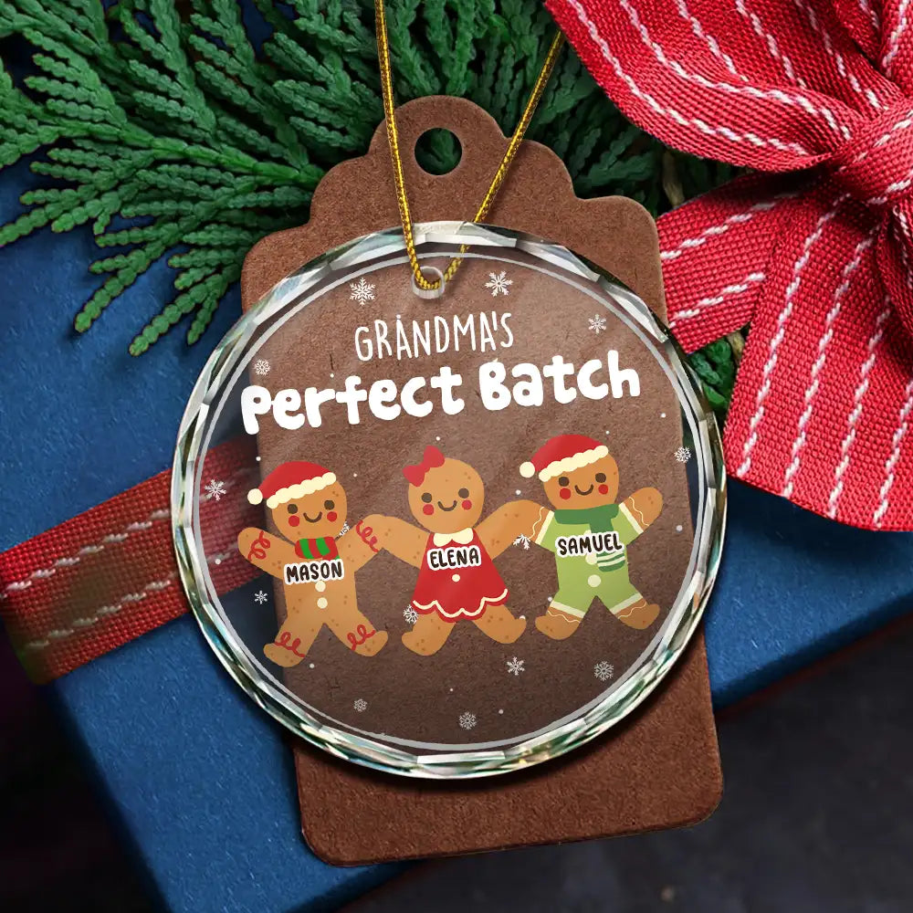 Grandma Grandpa Mom Dad Perfect Batch - Personalized Circle Glass Ornament