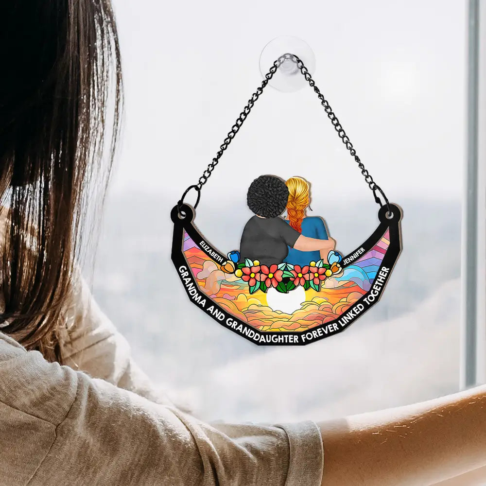 Mother & Daughter Forever Linked Together - Personalized Window Hanging Suncatcher Ornament