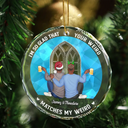 Christmas Couple Your Weird Matches My Weird - Personalized Circle Glass Ornament