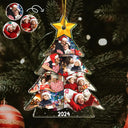 Custom Photo Christmas Tree Family Besties Sisters - Personalized Custom Shaped Acrylic Ornament