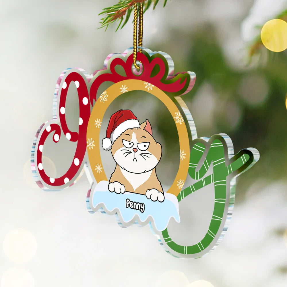 Christmas Joy Dog Cat - Personalized Custom Shaped Acrylic Ornament