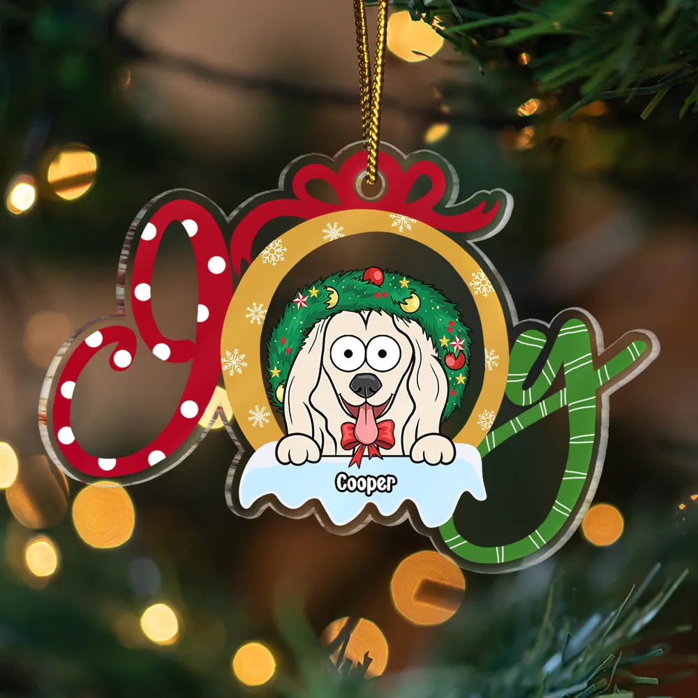 Christmas Joy Dog Cat - Personalized Custom Shaped Acrylic Ornament