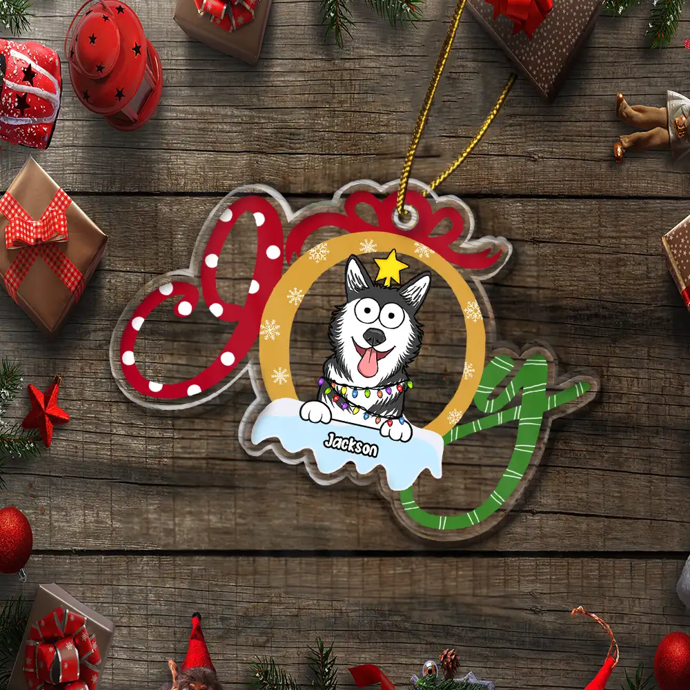 Christmas Joy Dog Cat - Personalized Custom Shaped Acrylic Ornament