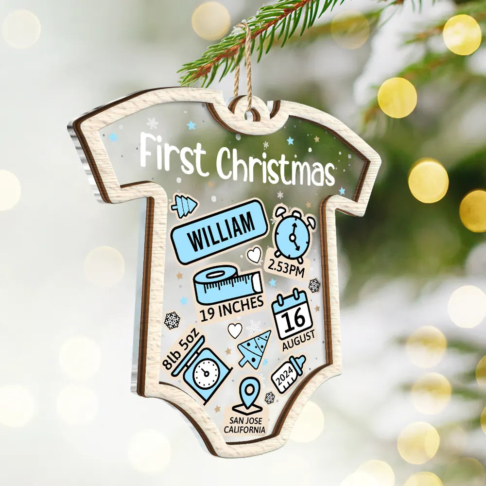 First Christmas Baby New Dad & Mom - Personalized 2-Layered Mix Ornament