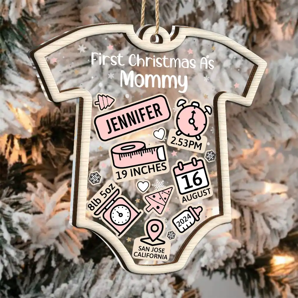 First Christmas Baby New Dad & Mom - Personalized 2-Layered Mix Ornament