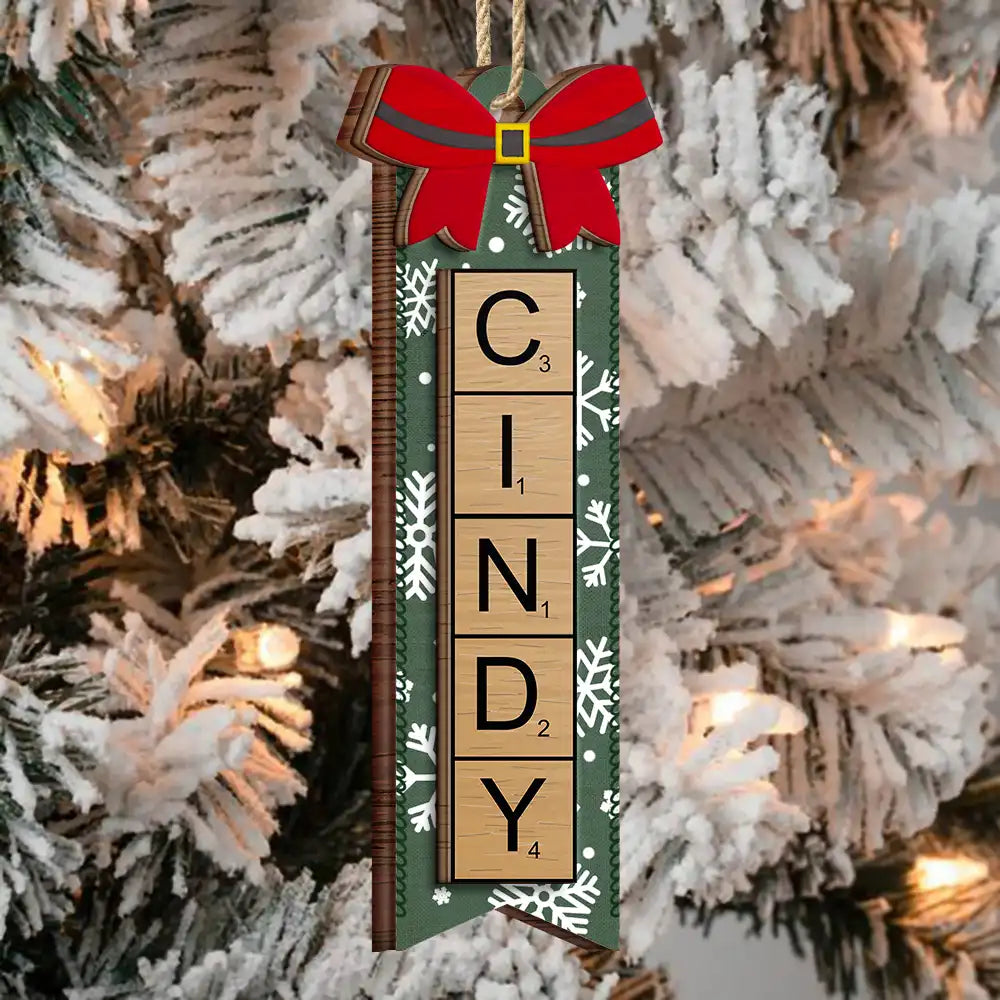 Family - Christmas Scrabble Ornament Family Name Ornament - Personalized 2-Layered Wooden Ornament