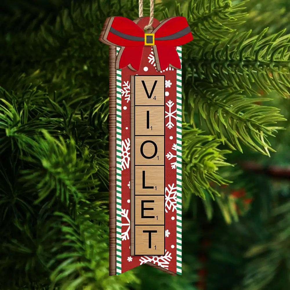 Family - Christmas Scrabble Ornament Family Name Ornament - Personalized 2-Layered Wooden Ornament