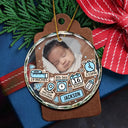 Christmas,Custom Photo,New baby,Gift For Kids,Happy - Custom Photo Baby First Christmas - Personalized Circle Glass Ornament