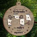 Family, Gift For Bestie, Gift For Sisters, Gift For Sibling, Gift For Brothers - Family Friends Siblings Sisters Besties Long Distance - Personalized 2-Layered Wooden Ornament