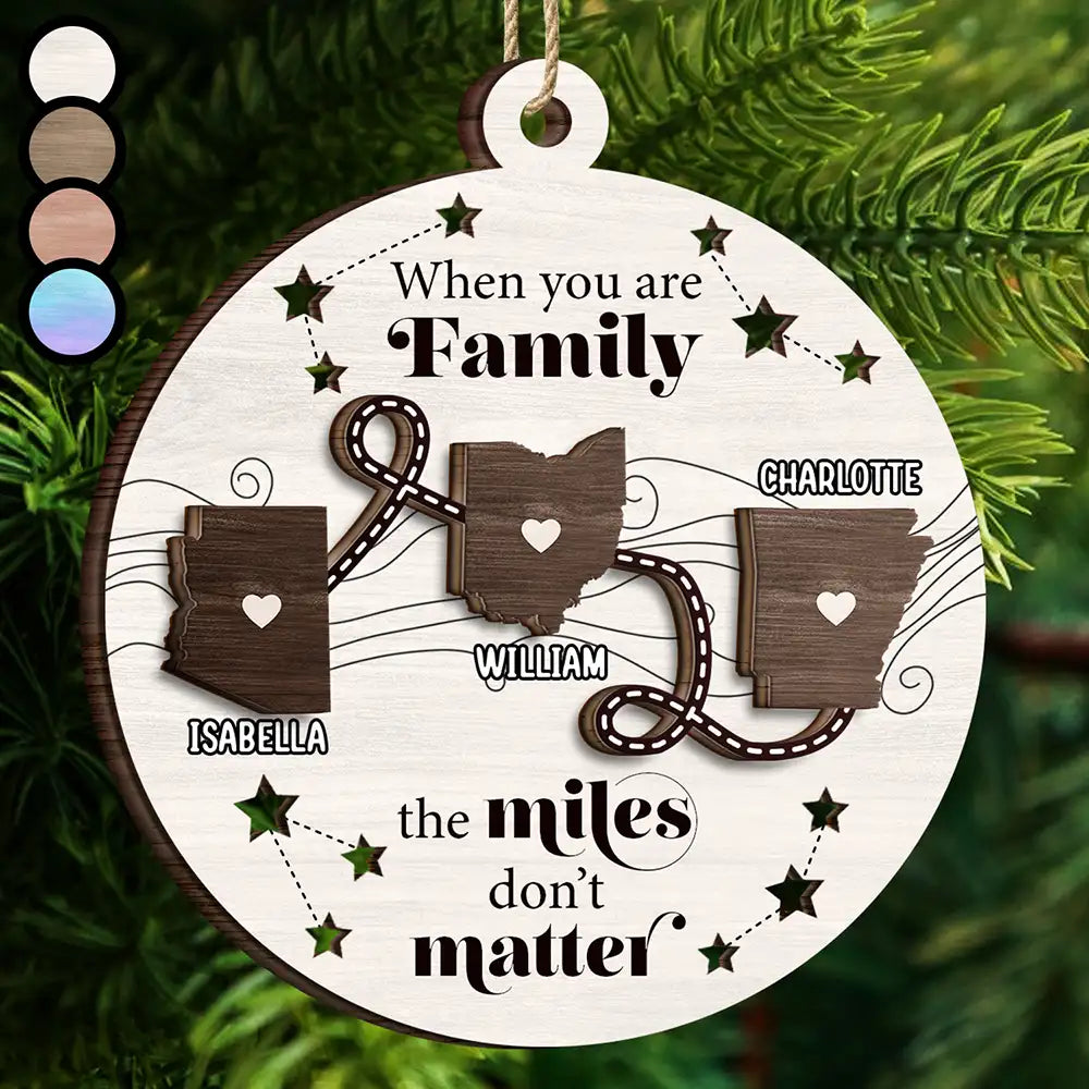 Family, Gift For Bestie, Gift For Sisters, Gift For Sibling, Gift For Brothers - Family Friends Siblings Sisters Besties Long Distance - Personalized 2-Layered Wooden Ornament