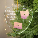 Gift For Couples, Family, Gift For Bestie - Side By Side Or Miles Apart Long Distance - Personalized Heart Shaped Glass Ornament