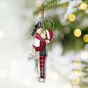 Gift For Couples - Cartoon Kissing Couple Christmas - Personalized Cutout Acrylic Ornament