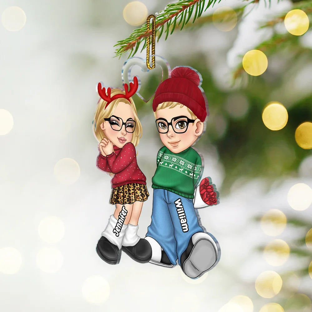 Gift For Couples - Christmas Couple Y2K - Personalized Cutout Acrylic Ornament