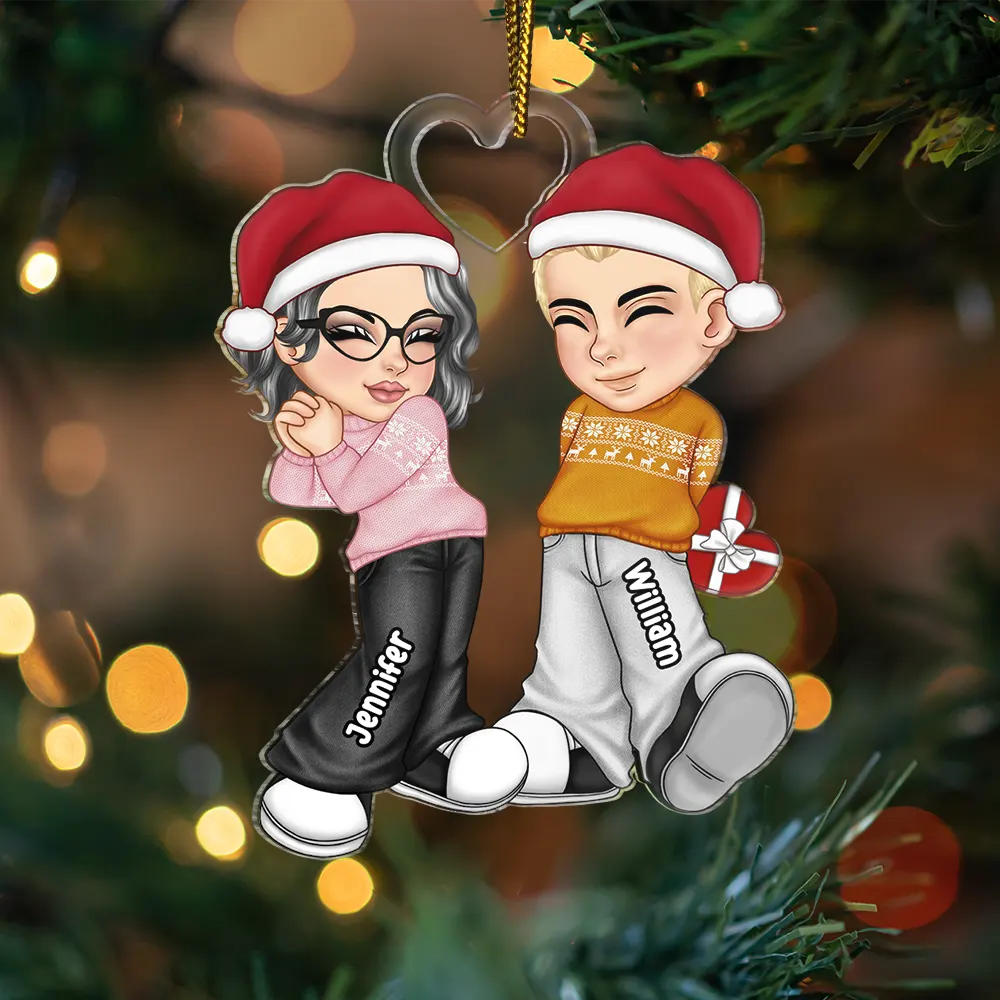 Gift For Couples - Christmas Couple Y2K - Personalized Cutout Acrylic Ornament