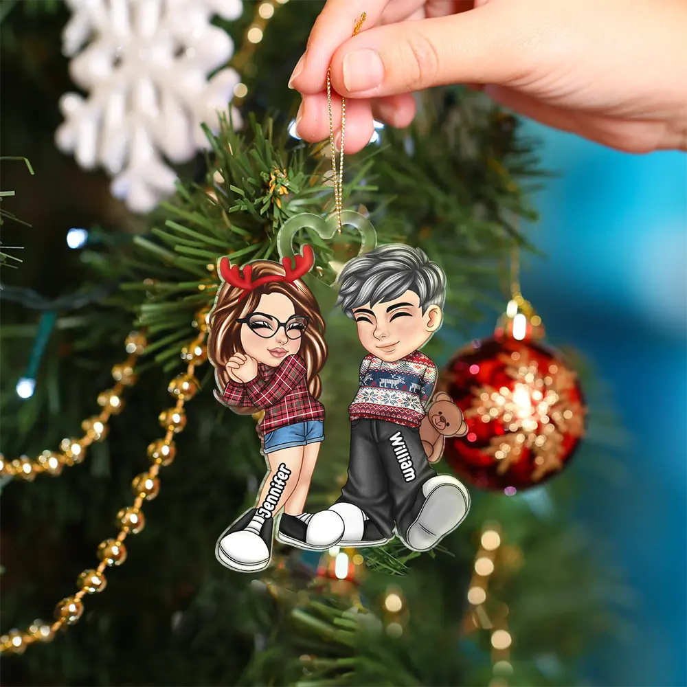 Gift For Couples - Christmas Couple Y2K - Personalized Cutout Acrylic Ornament