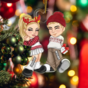 Gift For Couples - Christmas Couple Y2K - Personalized Cutout Acrylic Ornament