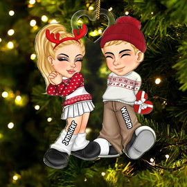 Gift For Couples - Christmas Couple Y2K - Personalized Cutout Acrylic Ornament