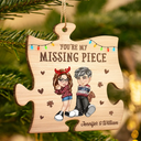 Christmas,Gift For Couples,Gift For Husband,Gift For Wife,Gift For Boyfriend,Gift For Girlfriend,Happy - Christmas Couple Y2K My Missing Piece - Personalized Custom Shaped Wooden Ornament