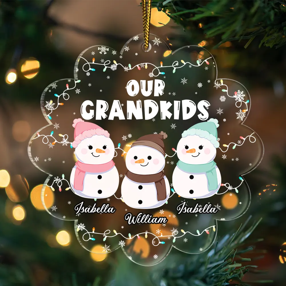 Gift For Grandma, Gift For Grandpa, Gift For Grandparents - Grandkids Melt My Heart - Personalized Custom Shaped Acrylic Ornament