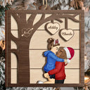 Gift For Couples - Christmas Couples Kissing Under The Tree - Personalized 2-Layered Wooden Ornament