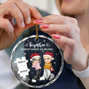 Gift For Couples - Christmas Couple Y2K Better Together - Personalized Circle Glass Ornament