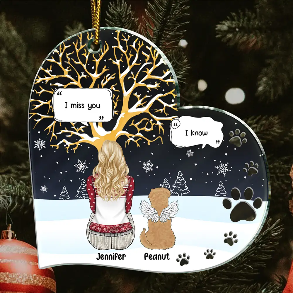 Memorial,Christmas,Pet Lovers,Sad - Memorial Dog Cat I Miss You - Personalized Custom Shaped Acrylic Ornament