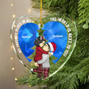 Gift For Couples, Gift For Husband, Gift For Wife, Gift For Boyfriend, Gift For Girlfriend - Christmas Couple Sideview My Favorite Place In All The World - Personalized Glass Ornament