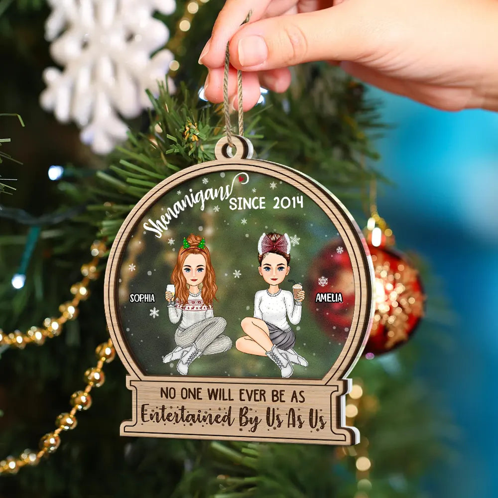 Gift For Bestie - Christmas Besties Shenanigans Since - Personalized 2-Layered Mix Ornament