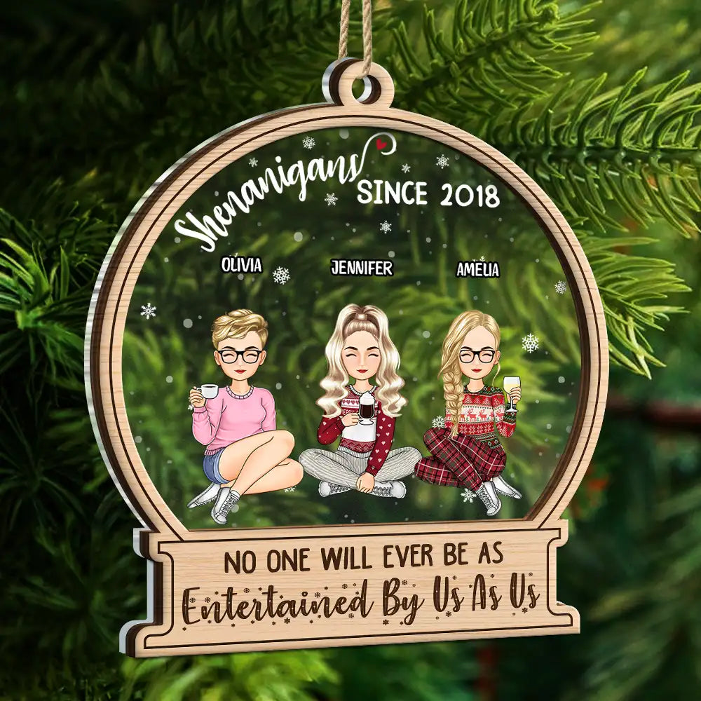 Gift For Bestie - Christmas Besties Shenanigans Since - Personalized 2-Layered Mix Ornament