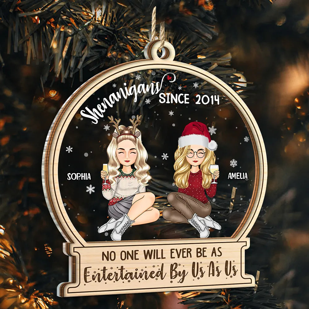 Gift For Bestie - Christmas Besties Shenanigans Since - Personalized 2-Layered Mix Ornament