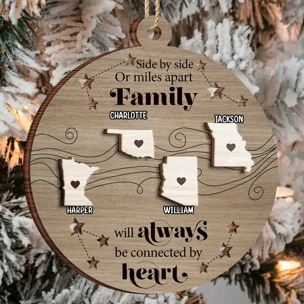 Family,Gift For Sibling,Gift For Brothers,Gift For Sisters,Gift For Bestie - Family Friends Siblings Sisters Besties Long Distance Relationship - Personalized 2-Layered Wooden Ornament