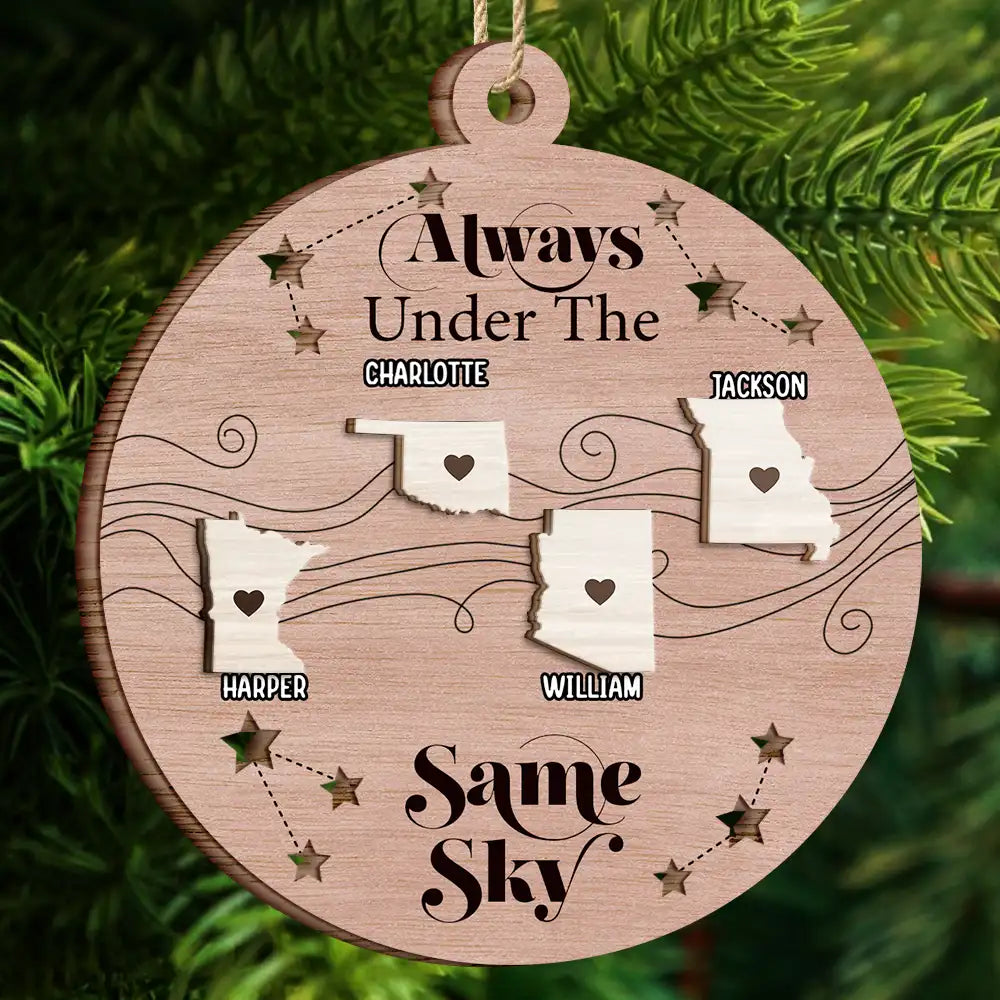 Family,Gift For Sibling,Gift For Brothers,Gift For Sisters,Gift For Bestie - Family Friends Siblings Sisters Besties Long Distance Relationship - Personalized 2-Layered Wooden Ornament