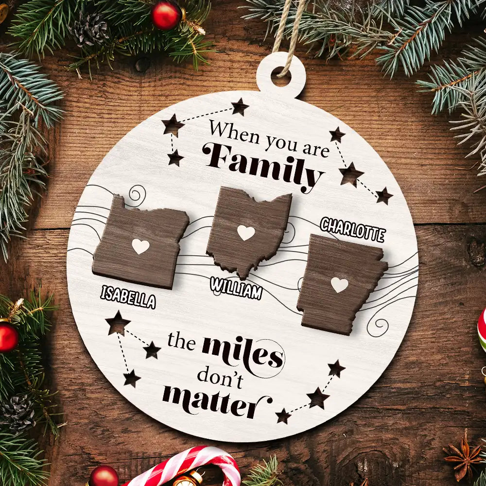 Family,Gift For Sibling,Gift For Brothers,Gift For Sisters,Gift For Bestie - Family Friends Siblings Sisters Besties Long Distance Relationship - Personalized 2-Layered Wooden Ornament