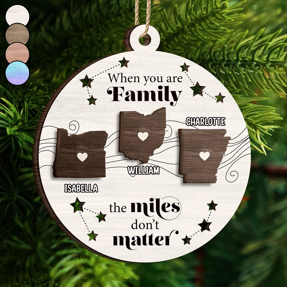 Family,Gift For Sibling,Gift For Brothers,Gift For Sisters,Gift For Bestie - Family Friends Siblings Sisters Besties Long Distance Relationship - Personalized 2-Layered Wooden Ornament