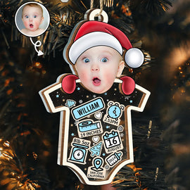 Gift For Kids - Custom Photo Santa Baby First Christmas - Personalized 2-Layered Mix Ornament