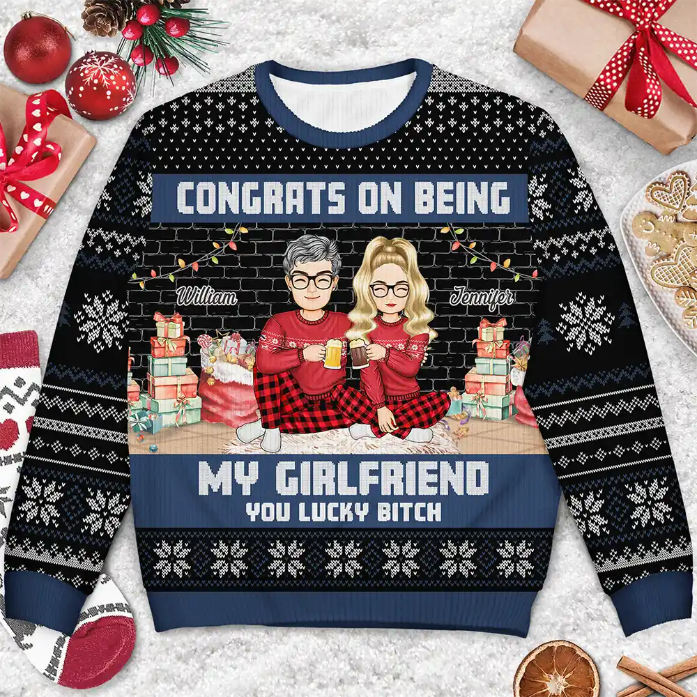 Gift For Couples,Gift For Husband,Gift For Wife,Gift For Boyfriend,Gift For Girlfriend - Christmas Congrats On Being My Husband - Personalized Unisex Ugly Sweater