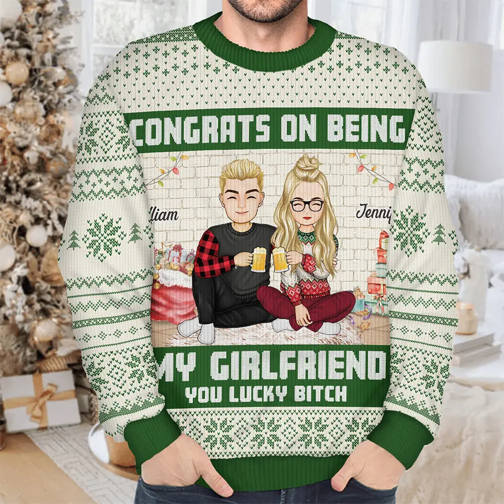 Gift For Couples,Gift For Husband,Gift For Wife,Gift For Boyfriend,Gift For Girlfriend - Christmas Congrats On Being My Husband - Personalized Unisex Ugly Sweater