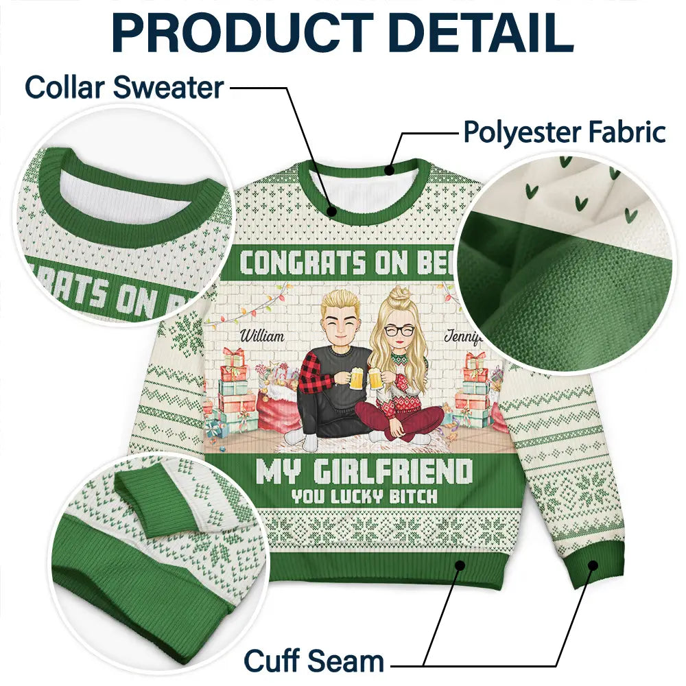 Gift For Couples,Gift For Husband,Gift For Wife,Gift For Boyfriend,Gift For Girlfriend - Christmas Congrats On Being My Husband - Personalized Unisex Ugly Sweater