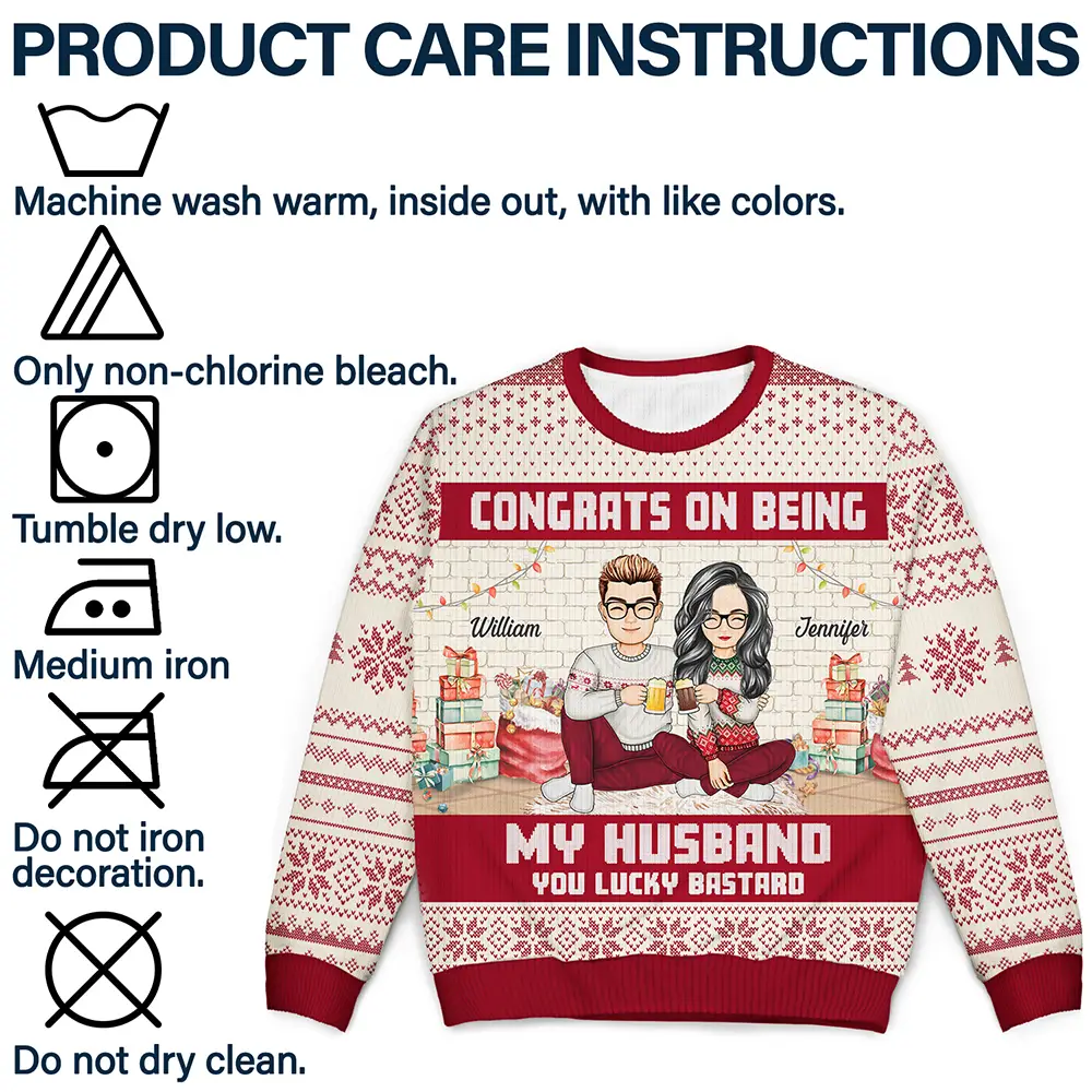 Gift For Couples,Gift For Husband,Gift For Wife,Gift For Boyfriend,Gift For Girlfriend - Christmas Congrats On Being My Husband - Personalized Unisex Ugly Sweater