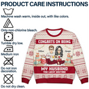 Gift For Couples,Gift For Husband,Gift For Wife,Gift For Boyfriend,Gift For Girlfriend - Christmas Congrats On Being My Husband - Personalized Unisex Ugly Sweater