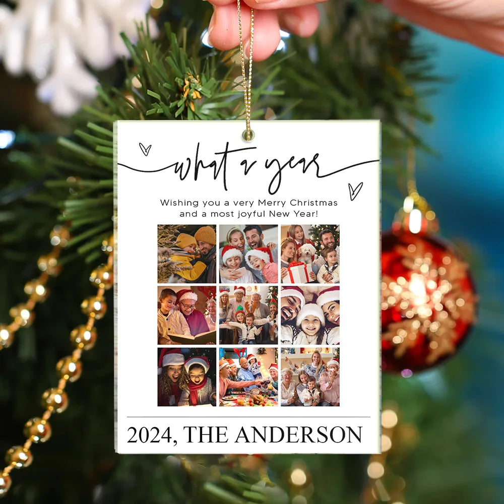 Family - Custom Photo Family What A Year - Personalized Custom Shaped Acrylic Ornament