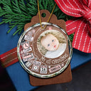 New baby, Gift For Kids - Custom Photo Baby First Christmas Information Icon - Personalized Circle Glass Ornament