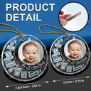 New baby, Gift For Kids - Custom Photo Baby First Christmas Information Icon - Personalized Circle Glass Ornament