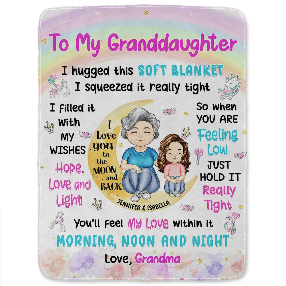 Gift For Kids - Granddaughter Grandson Hug This Soft Blanket - Personalized Fleece Blanket, Sherpa Blanket