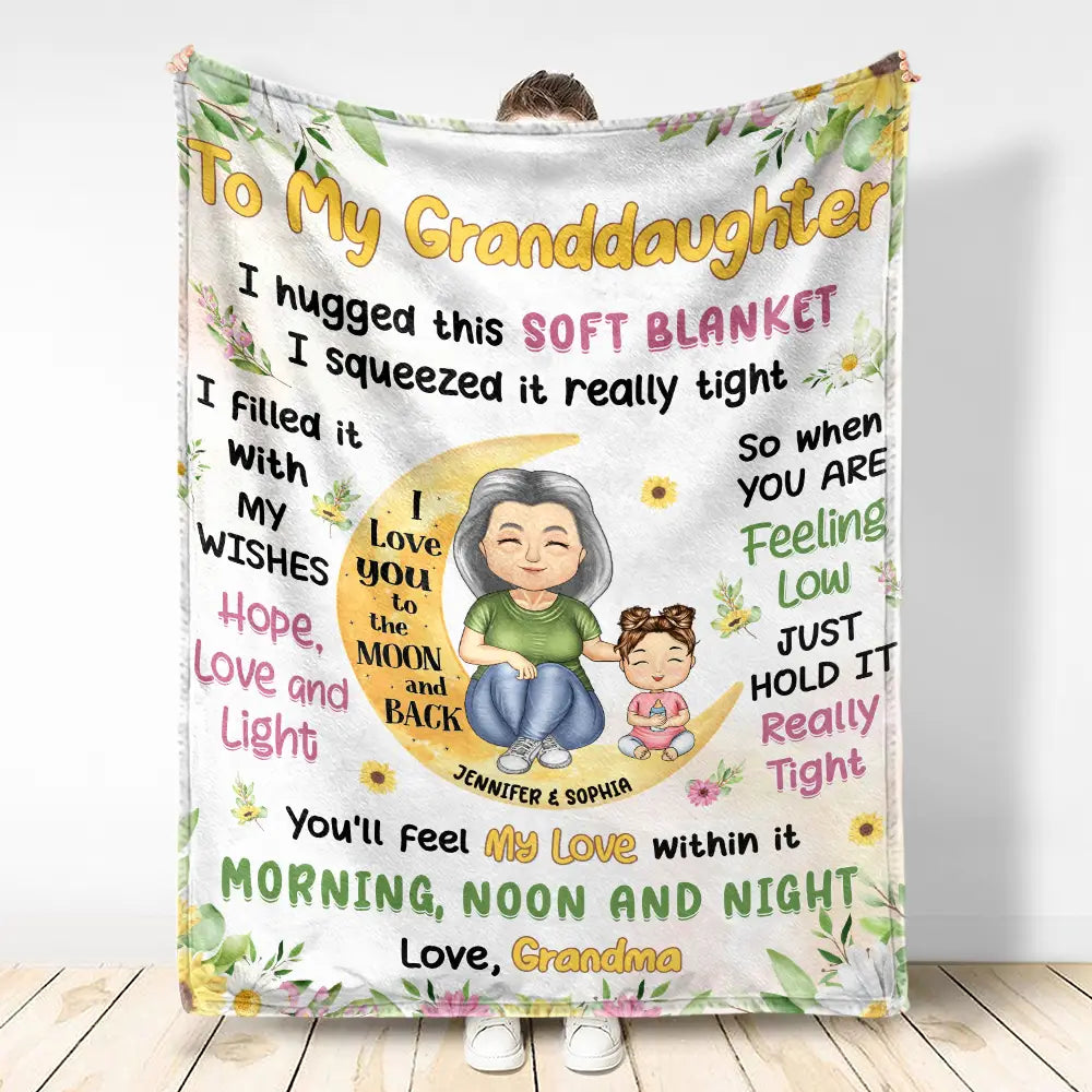 Gift For Kids - Granddaughter Grandson Hug This Soft Blanket - Personalized Fleece Blanket, Sherpa Blanket