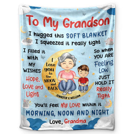 Gift For Kids - Granddaughter Grandson Hug This Soft Blanket - Personalized Fleece Blanket, Sherpa Blanket